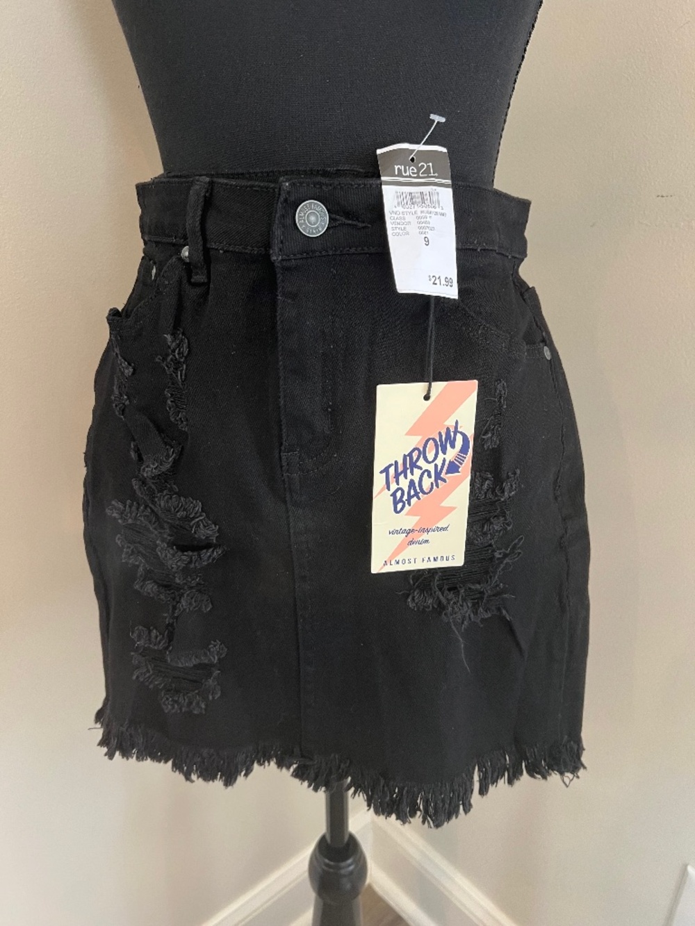 Almost Famous Rue 21 Throw Back Black Denim Vintage Inspired Skirt